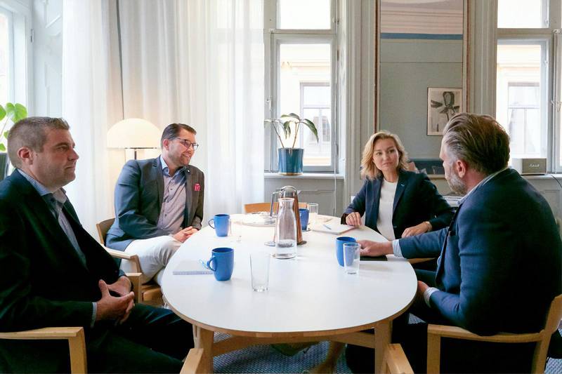 LUNCHEN. Jimmie Åkesson och Ebba Busch Thor åt lunch tillsammans i Stockholm i samband med Almedalsveckan.