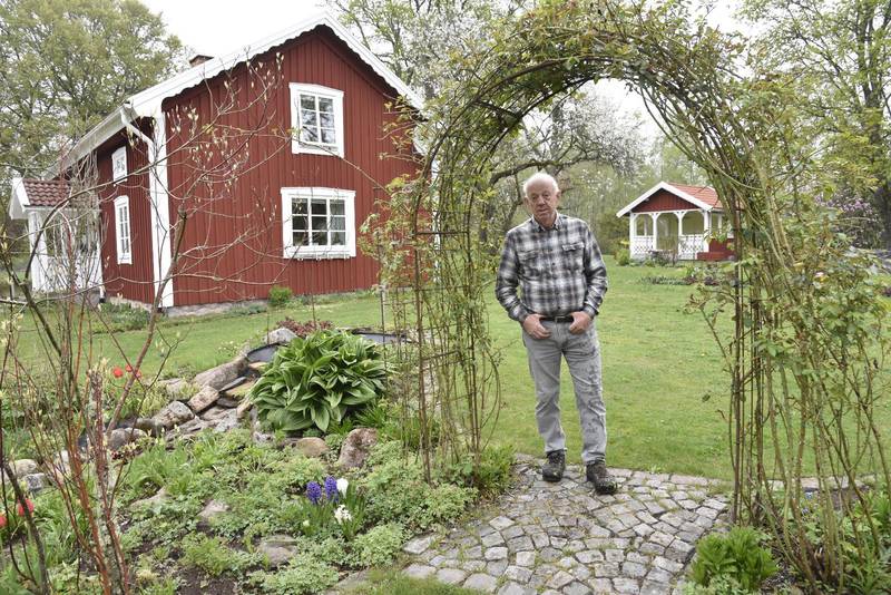 Trädgårdsentusiasten Bengt Tonnvik i Toftaholm visar med stolthet upp sin vårgrönskande trädgård.