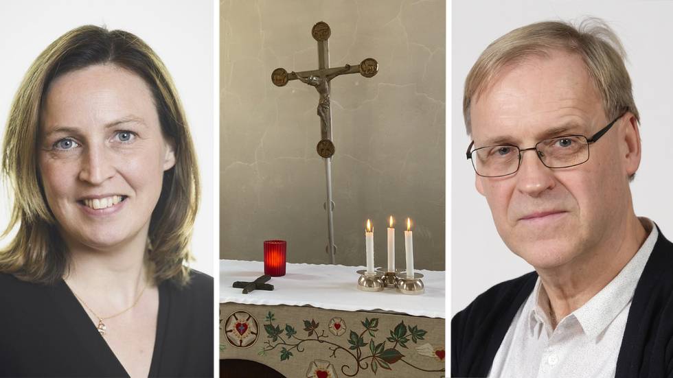 Sara Gehlin, lektor vid Enskilda Högskolan Stockholm och Olle Kristenson på Sveriges kristna råd.