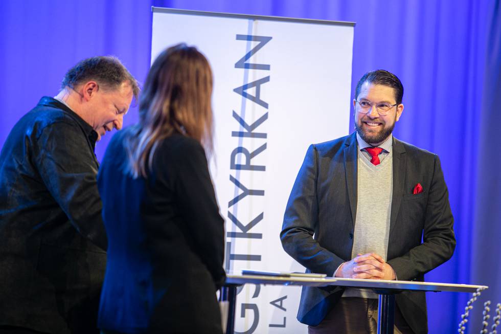 Jimmie Åkesson (Sverigedemokraterna), partiledarsamtal i Uppsala Pingst inför riksdagsvalet 2022.