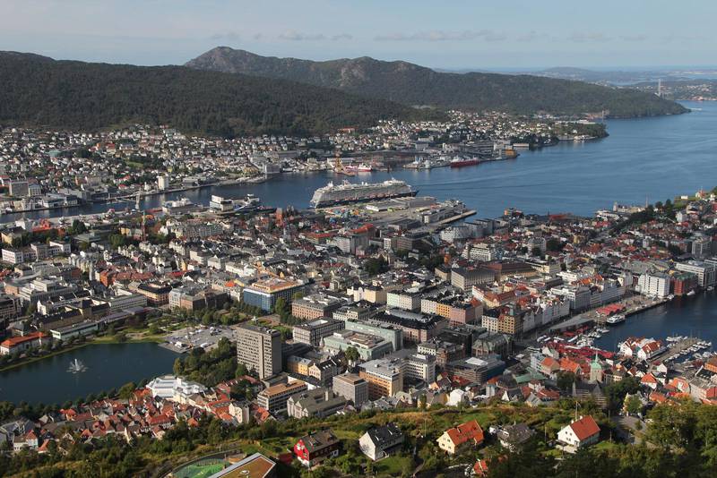 Utsikt över Bergen från Flöyenberget.