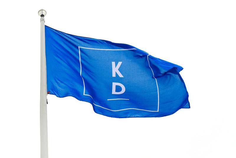 KD-flaggorna vajar i Jönköping, på KD:s kommun- och landstingsdagar.