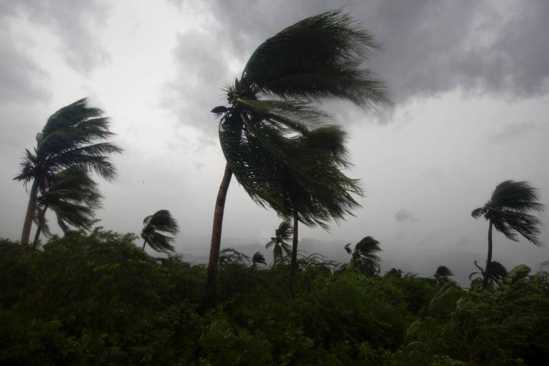 Orkanen Matthew blåste in över Haiti i dag.