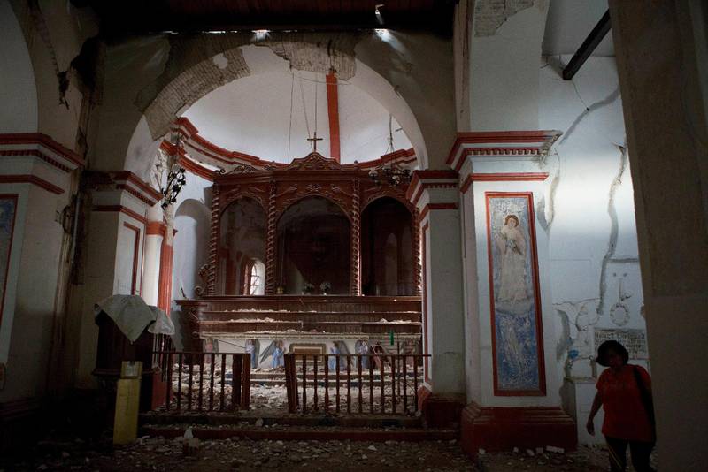 Skadorna i 1600-talskyrkan Templo del Señor del Calvario tros vara omöjliga att reparera.