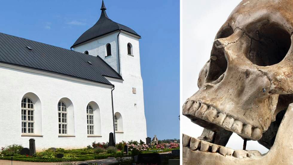 Andreas Ogenblad hittade kranier utanför sin tomt jämte Ramdala kyrka.
