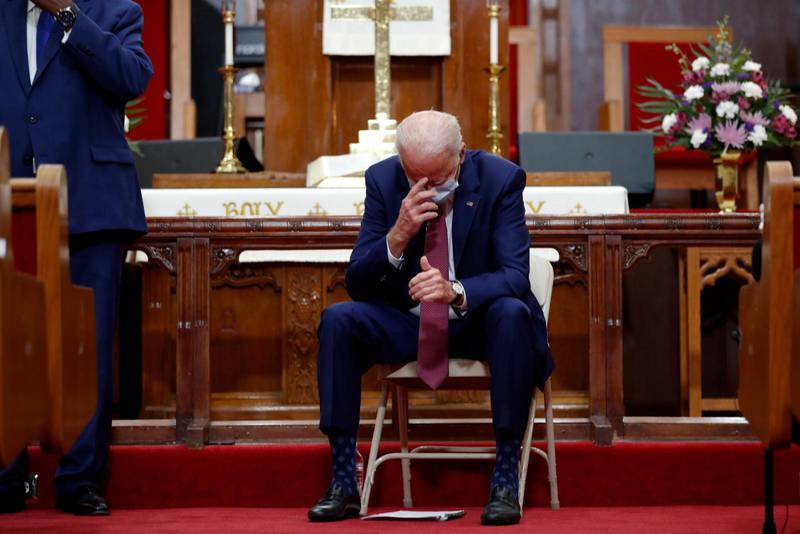 En av många besök i kyrkan av Joe Biden, som själv är katolik.