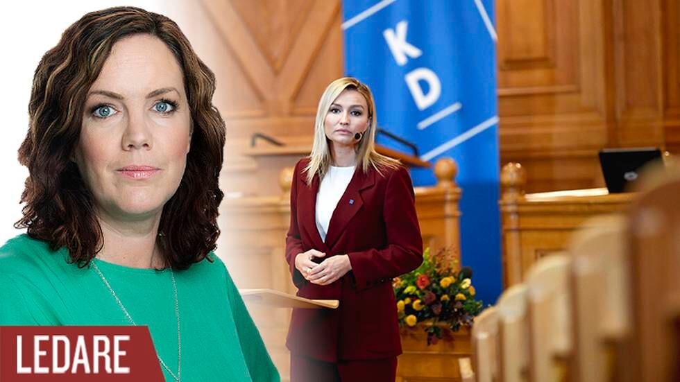 Kristdemokraternas partiledare Ebba Busch (KD) håller ett hösttal i riksdagen.