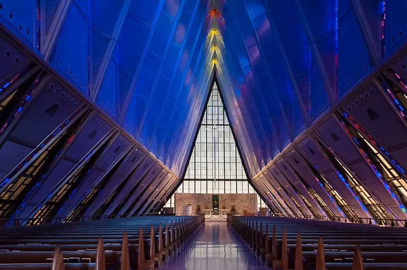 Colorado Spring, CO, United States Air Force Academy - Academy Cadet Chapel.