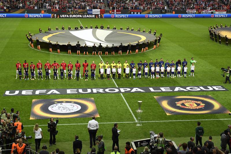 Spelarna samlas inför Europa League-finalen på Friends arena.