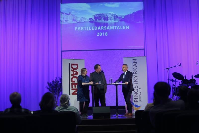 Liberalernas partiledare Jan Björklund frågades på torsdagskvällen ut i Pingstkyrkan i Uppsala.