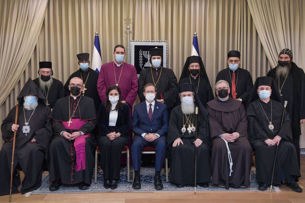 Israels president Isaac Herzog mötte den 29 december 2021 en rad företrädare för olika kyrkor i Jerusalem.