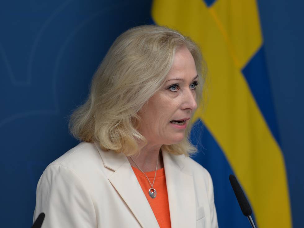 Kulturministern Jeanette Gustafsdotter höll presskonferens om de nya demokrativillkoren.