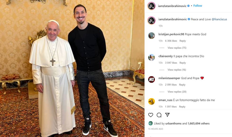 Påven och Zlatan träffades, och bilden blev viral.