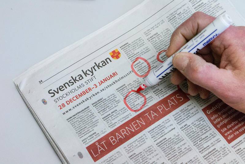 Den 4 januari publicerades de sista gudstjänstannonserna från Stockholms stift i Dagens Nyheter och Svenska Dagbladet.