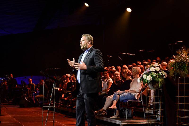 Lasse Svensson, kyrkoledare i Equmeniakyrkan, här under samfundets årskonferens i Vårgårda 2017.