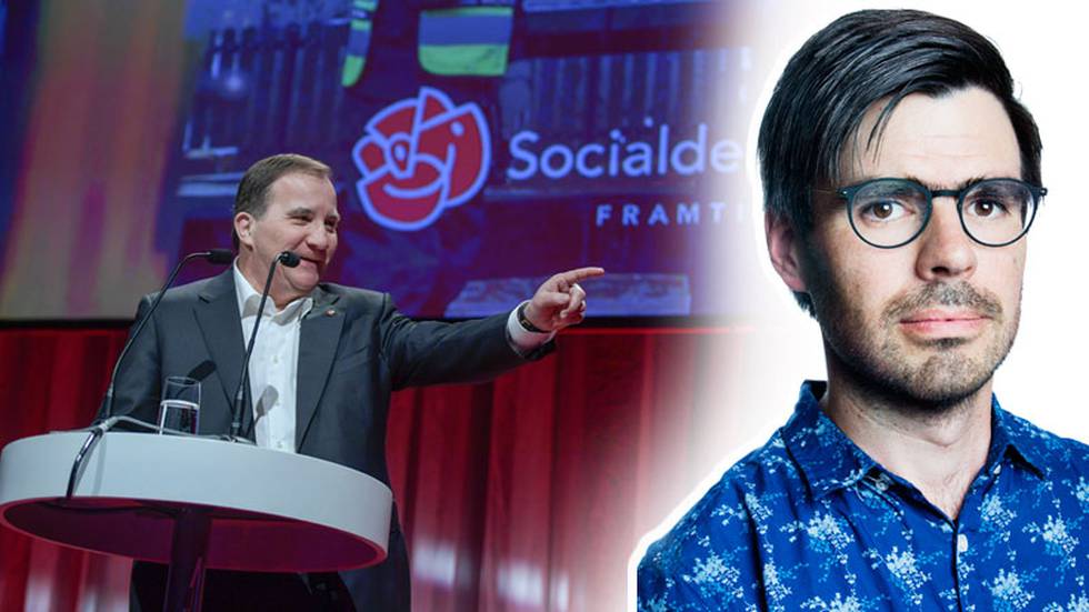 Partiledare Stefan Löfven pekar ut riktningen på Socialdemokraternas valkonferens.