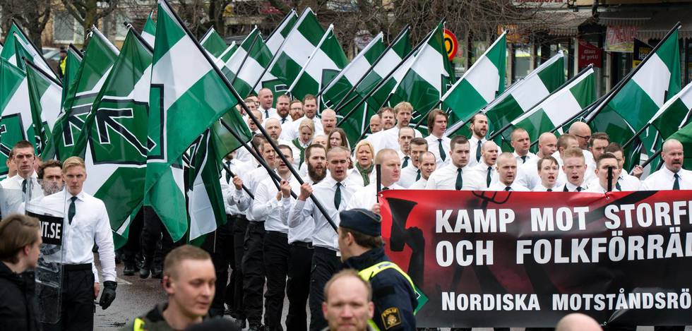 Nordiska motståndsrörelsens (NMR) demonstration i Borlänge förra året.
