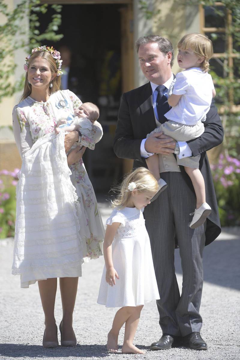 Prinsessan Madeleine och Chris O’Neill med barnen Adrienne, Nicholas och Leonore.