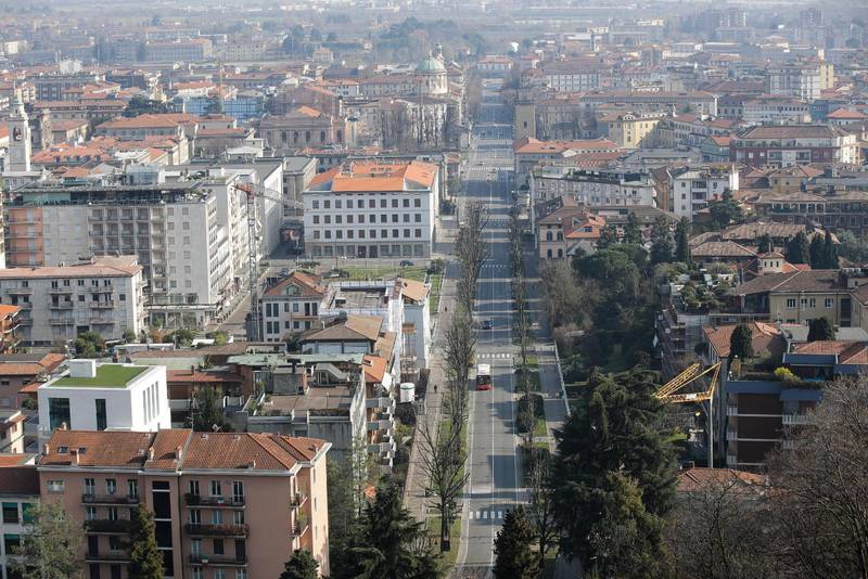 Staden Bergamo ligger i Lombardiet i norra Italien, den region som drabbats värst av coronaviruset.