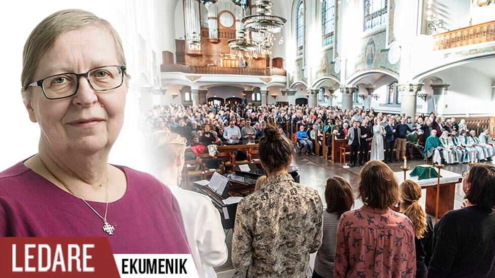 Knökfull kyrka under den ekumeniska gudstjänsten i Johanneskyrkan i Malmö den 19 januari 2020 då nästan alla församlingar i stan ställt in sina gudstjänster till förmån för den gemensamma.