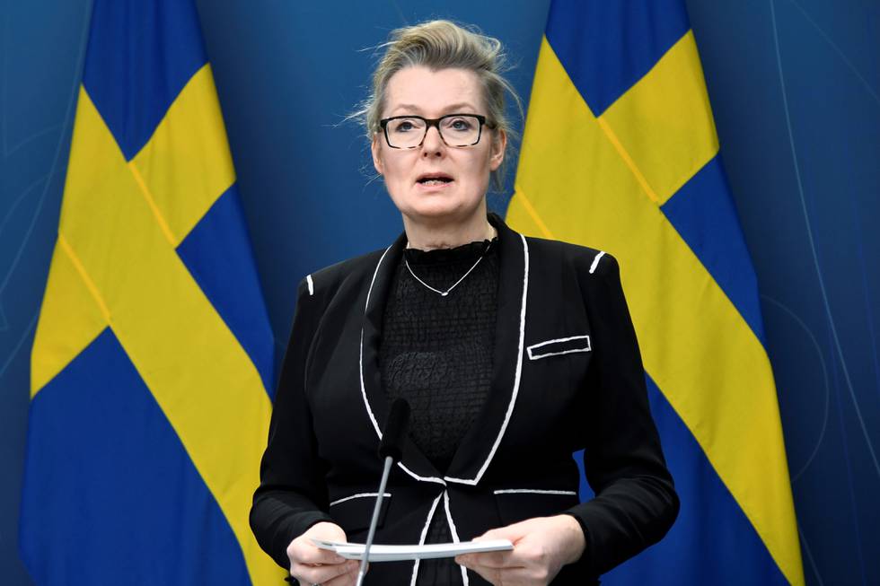 STOCKHOLM 20220218
Skolminister Lina Axelsson Kihlblom (S) håller en pressträff om regeringens förslag på lagändringar för att stärka skolans arbete med trygghet och studiero.
Foto: Lars Schröder / TT kod 10510
