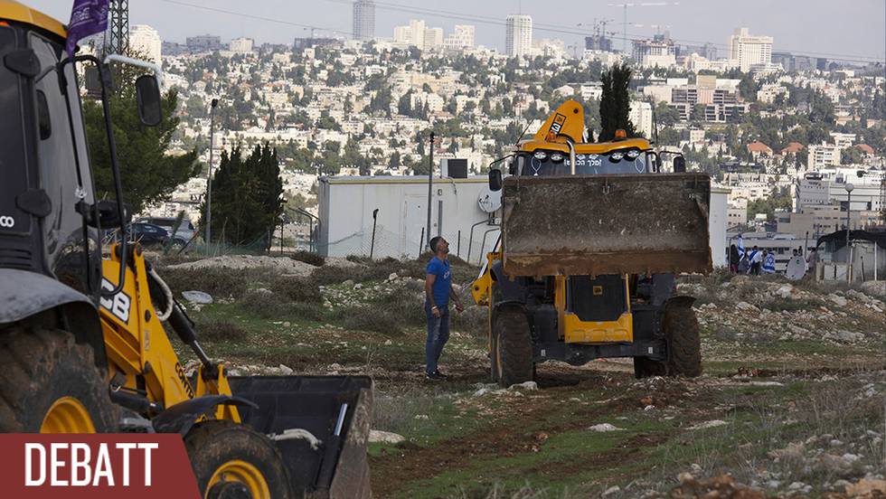 Byggarbete vid bosättningen Givat Hamatos i Jerusalem (bild från november 2020).