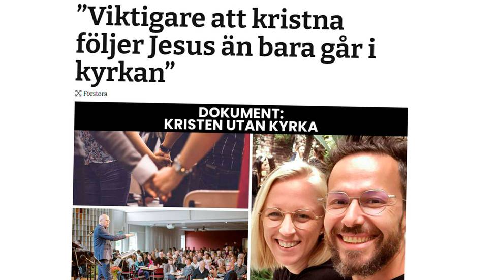 Skärmdump av artikel med rubriken "Viktigare att kristna följer Jesus än bara går i kyrkan"