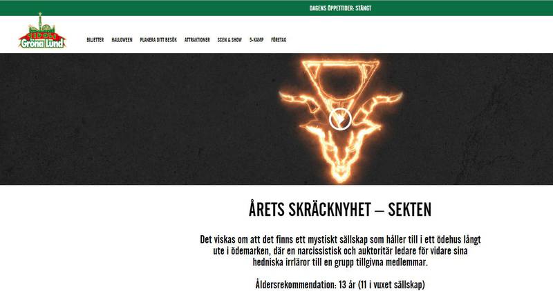 Printscreen från Gröna Lunds hemsida.
