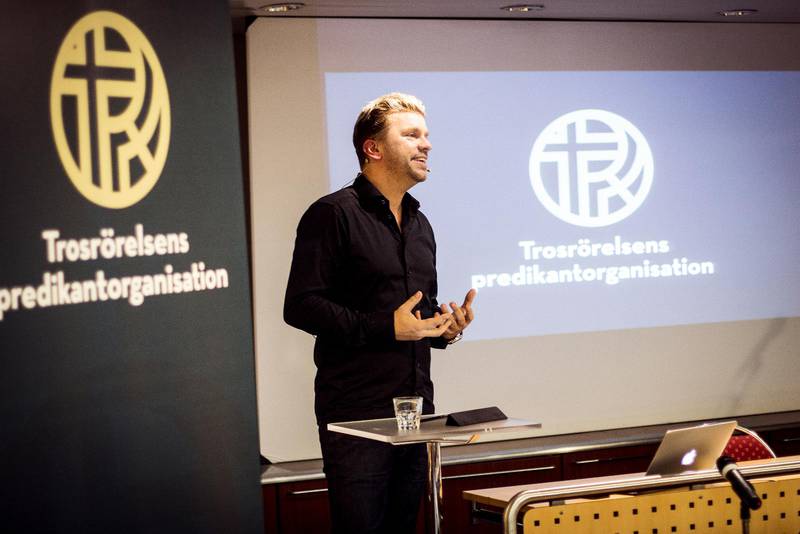 Joakim Lundqvist, pastor i Livets ord på årsmötet för Trosrörelsens predkikantorganisation, 2015.