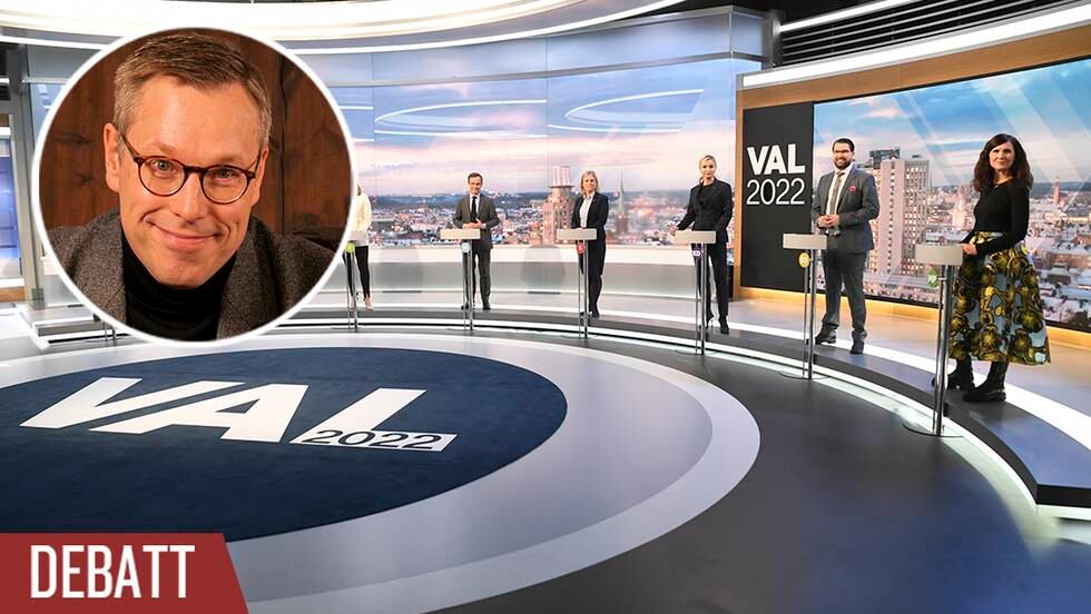 Samtliga partiledare under TV4:s partiledardebatt i februari 2022.