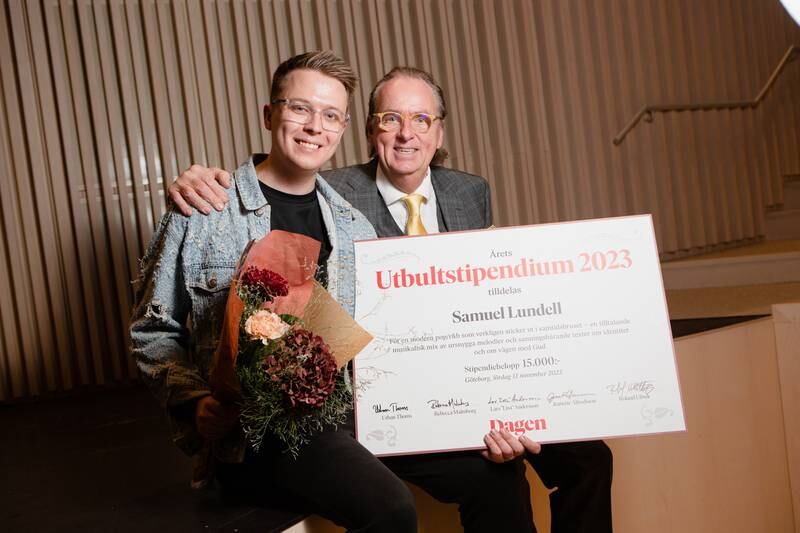 Dagengalan 2023 i Smyrna Frihamnskyrkan i Göteborg. Samuel Lundell, årets Utbultstipendiat.