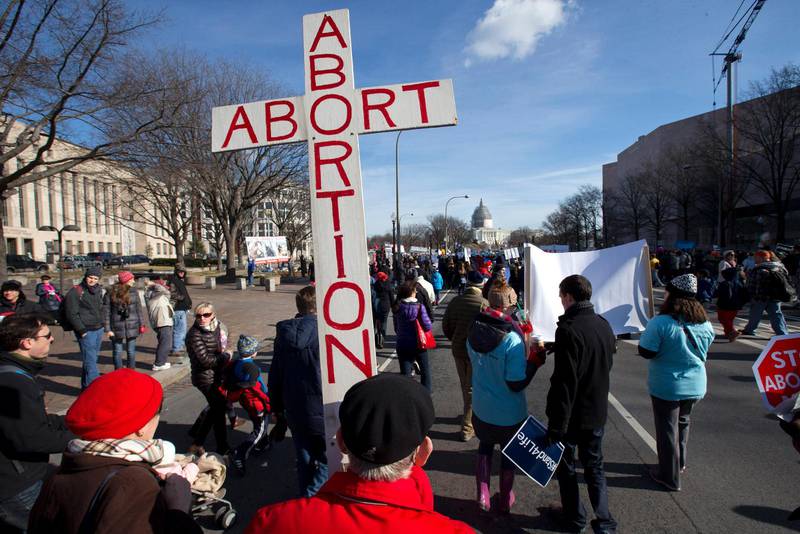Abortmotståndare demonstrerar i USA. 