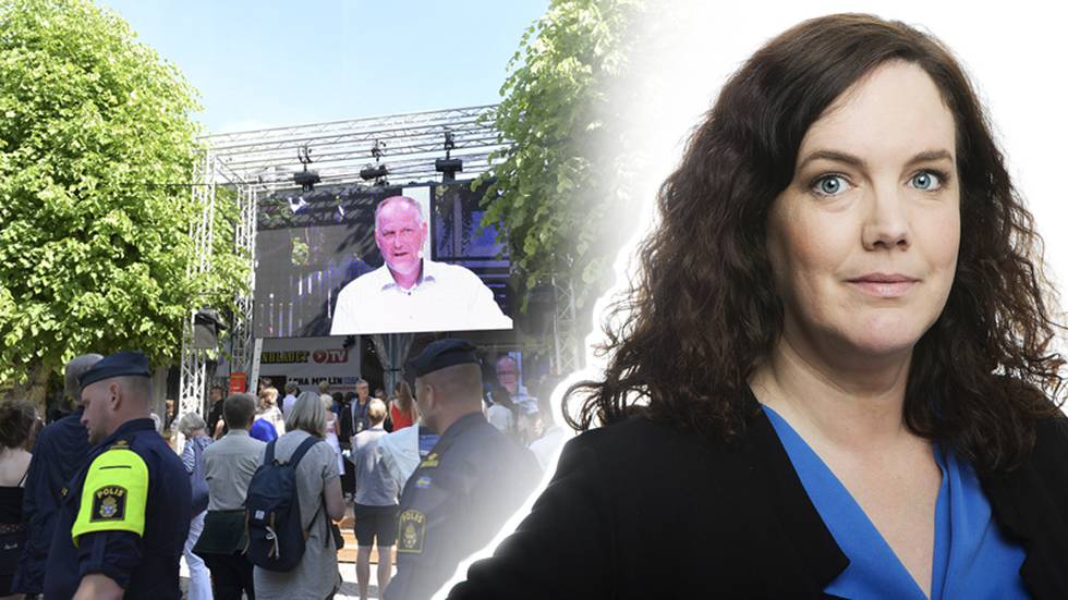 Säkerhet under vänsterpartiets ledare Jonas Sjöstedts (V) dag under årets politikervecka i Almedalen. 