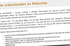 Upprop mot Svenska kyrkans Palestinastöd