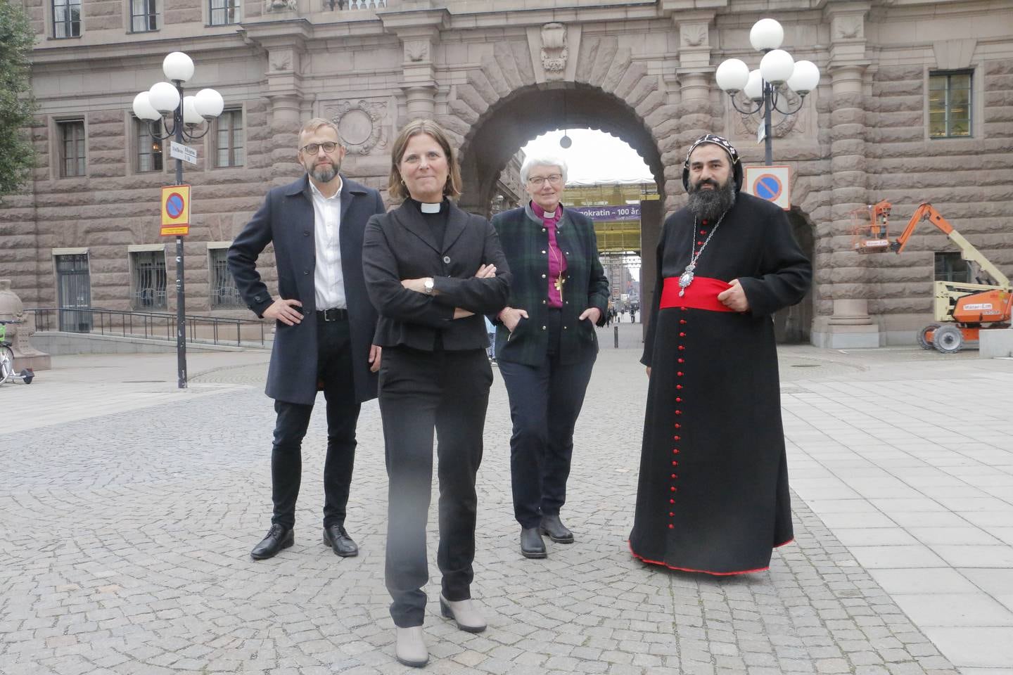 Daniel Alm, Sofia Camnerin, Antje Jackelén och Benjamin Atas från Sveriges kristna råd (SKR)