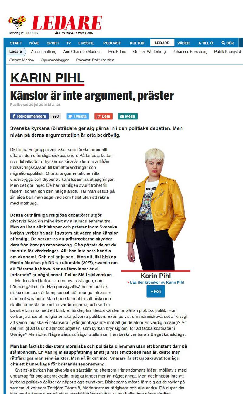 Karin Pihl, Expressen.se