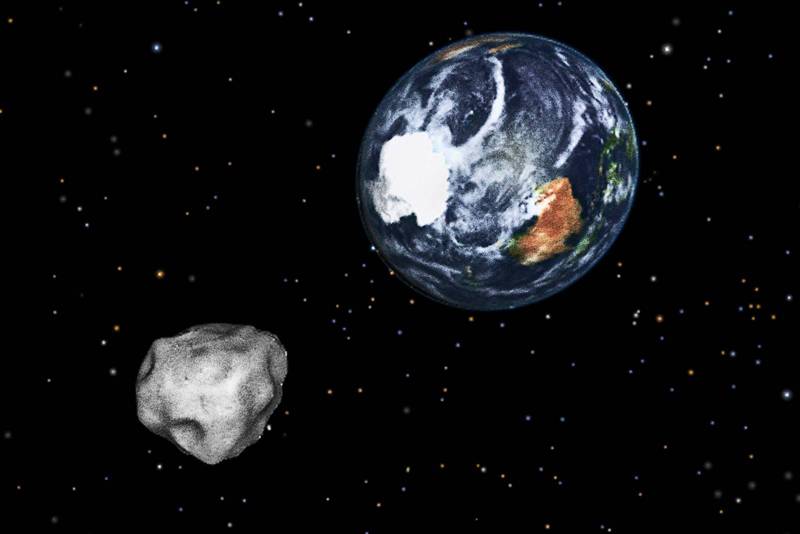 passerade jorden. Bilden visar en simulering av hur asteroiden 367943 Duende närmar sig jorden för några år sedan.