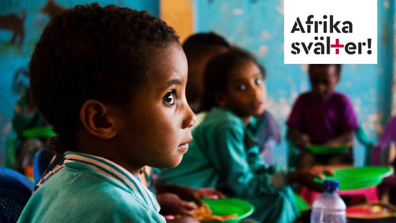 HUNGER. Skolbarn i norra Etiopien som får skolmat tack vare EFS, ett projekt som påbörjades förra året då torkan slog till och barnen slutade komma till skolan på grund av hungern.