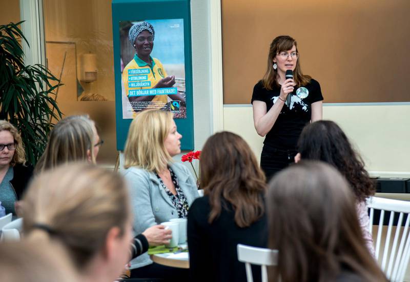 TALARE. Elisabeth Korswing talar under förra årets Fairtrade challenge.