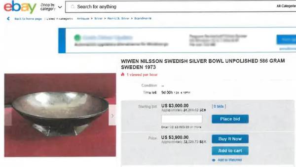 Eslövkyrkans stulna silverskål hittades på polska Ebay