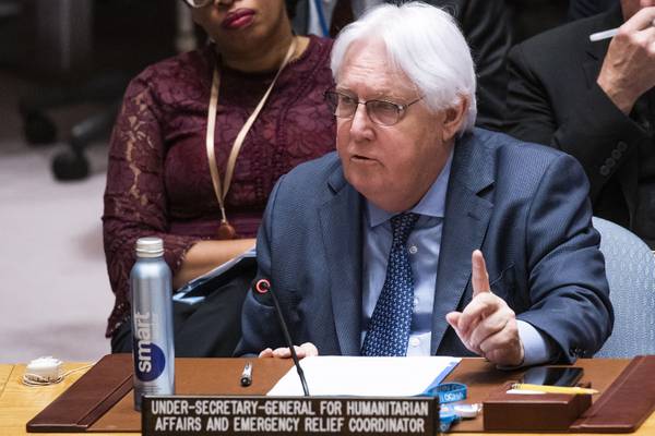 FN-chefen Martin Griffiths varnar för Rafah-offensiv