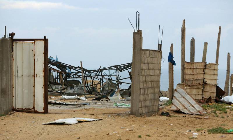 Resterna av en av Hamas militära anläggningar efter det israeliska anfallet mot Gaza.