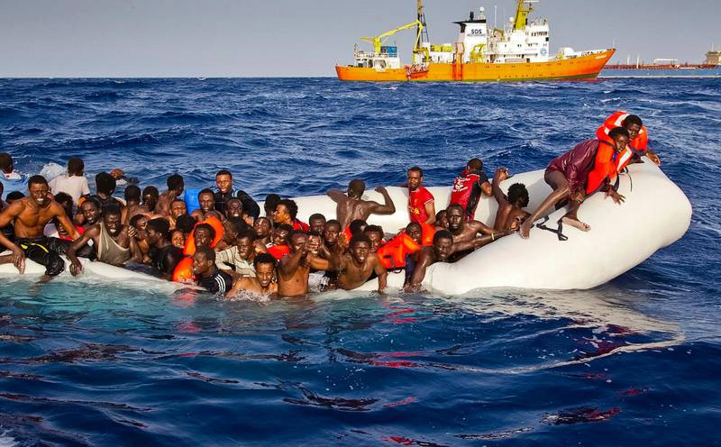Båtflyktingar på Medelhavet.