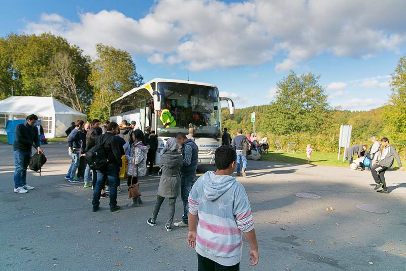 Asylsökande vid från ankomstboendet i Kållered strax utanför Göteborg. 