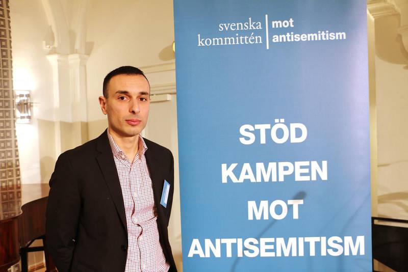 Palestiniern Bassem Nasr, tidigare aktiv i Palestinagrupperna, i samband med Svenska kommittén mot antisemitism årskonferens i Stockholm, fredag 8 november 2019.