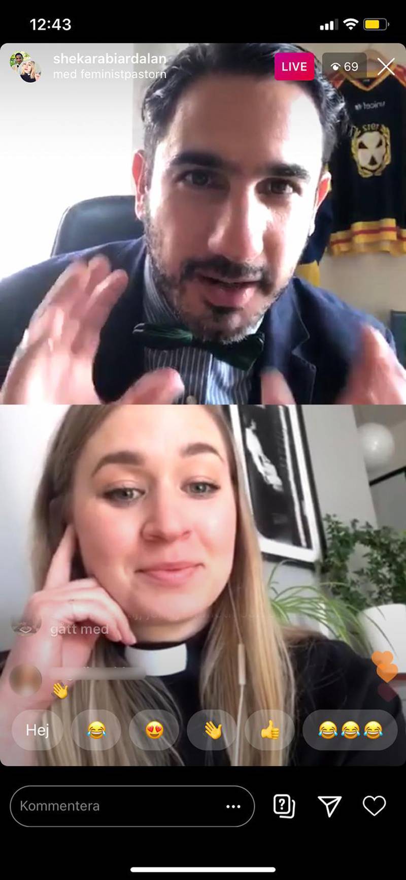 Esther Kazen möter Ardalan Shekarabi (S) på Instagram i ett samtal öppet för alla som ville.