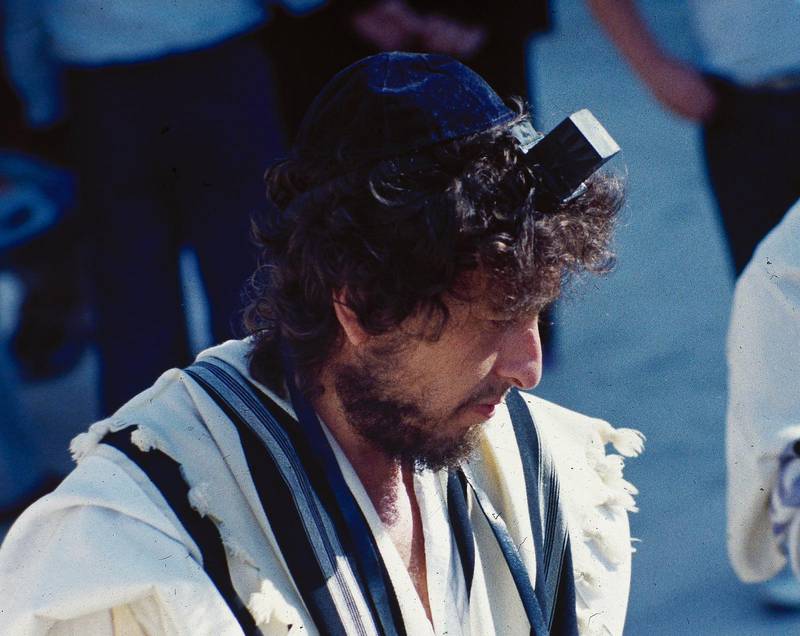 Bob Dylan på sin sons Bar mitzvah i Jerusalem 1983.
