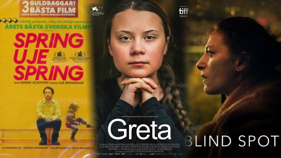 Filmaffischer: Spring Uje spring, Greta och Blind spot.