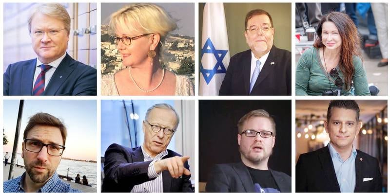 Samtliga talare på stödmanifestationen för Israel som hålls i Stockholm.