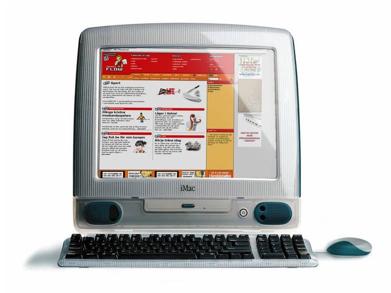 En äldre variant av Apple iMac med webbsidan crossnet.se